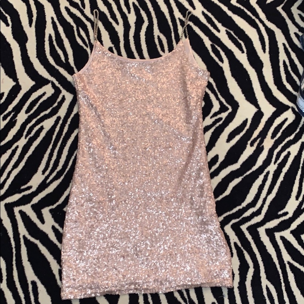 Sequin dress with chain straps